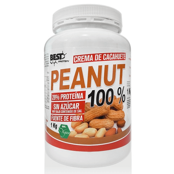 Crema de Cacahuete 100% envase de 1 kg de Best Protein (Cremas de Cacahuete)