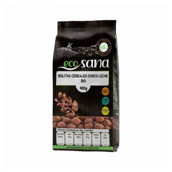 Bolitas de Cereales de Chocolate con Leche con Leche Bio envase de 400g de EcoSana (Cereales y Legumbres)