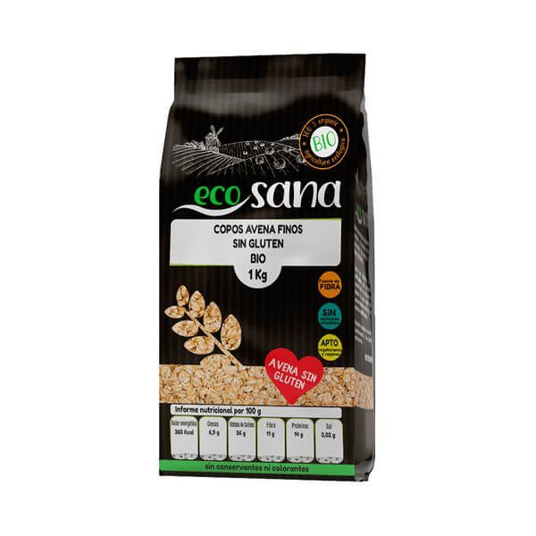 Copos de Avena Finos Integrales Bio Sin Gluten - 1Kg