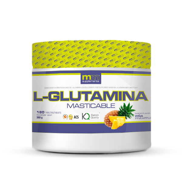 Glutamina Mastigável 2000mg embalagem de 180 comprimidos feito por MM Supplements suplemento de glutammina
