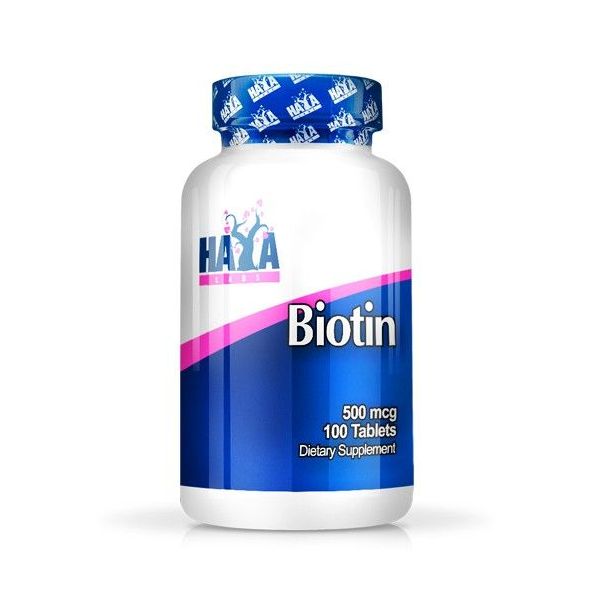 Biotina 500 mcg envase de 60 cápsulas del fabricante Haya Labs (Cuidado del Cabello)
