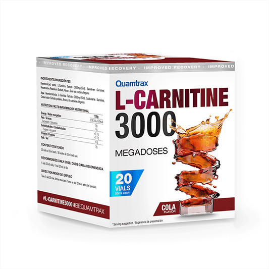 L-Carnitina 3000 en viales de la marca Quamtrax en L-Carnitina y cafeína