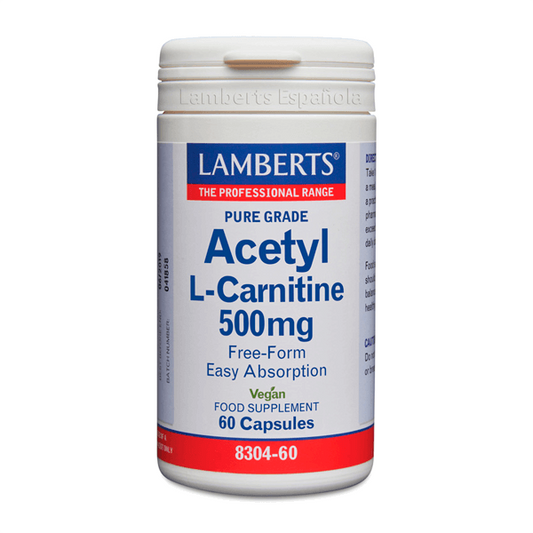 Acetil L-Carnitina 500mg de la marca Lamberts en L-Carnitina y cafeína