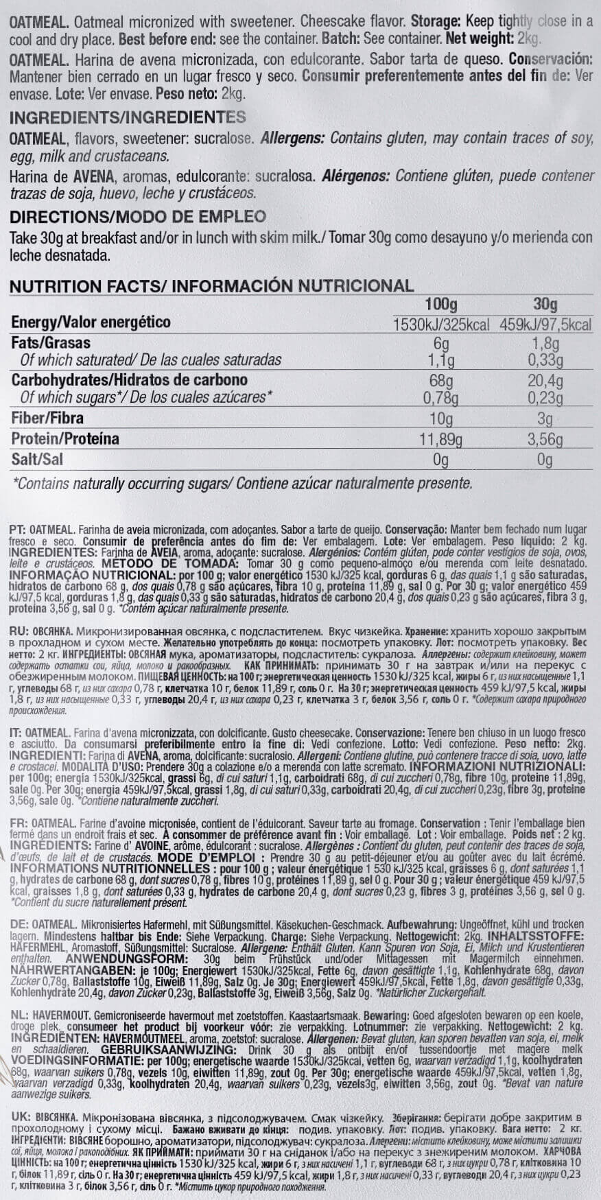 Información nutricional