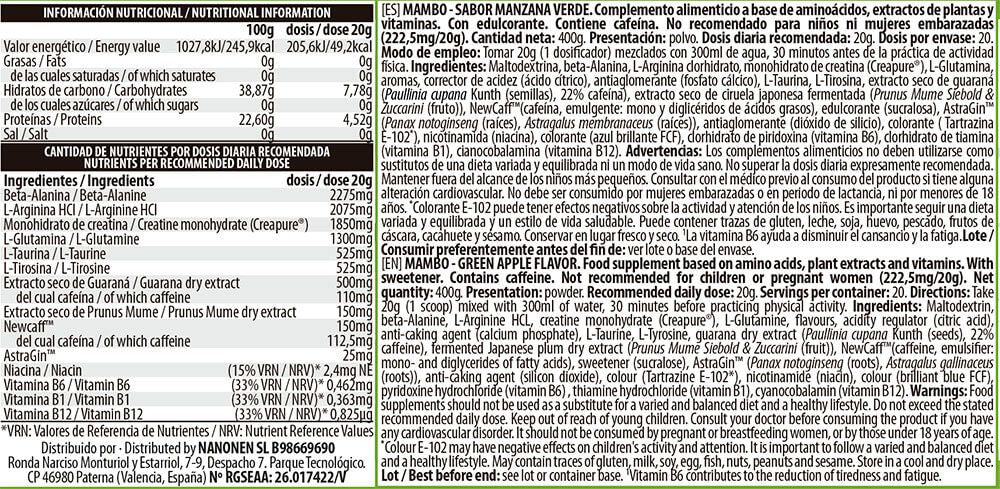 Información nutricional