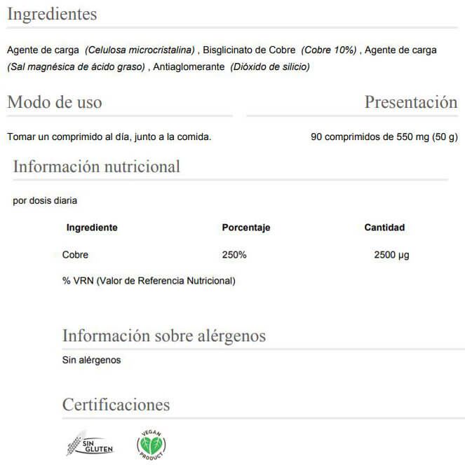 Información nutricional